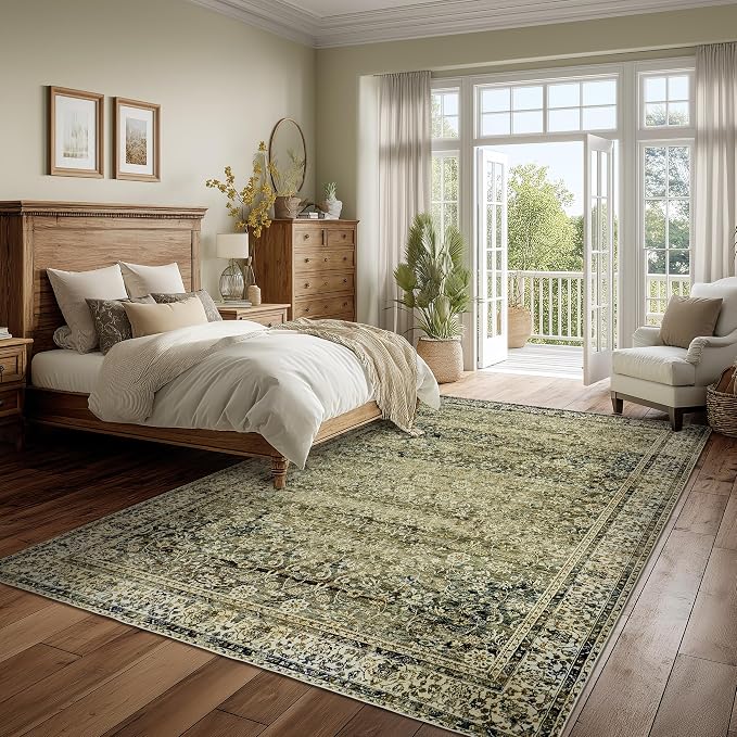 Large Boho Area Rugs 8x10 for Living Room, Low Pile Stain Resistant Neutral - Image 2