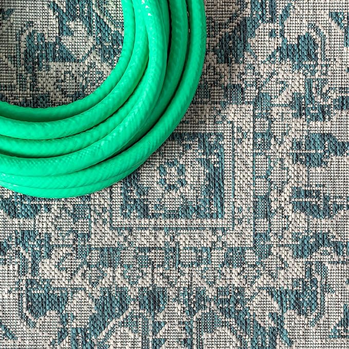 JONATHAN Y Boho Medallion Indoor Outdoor Runner Rug 2X10 Teal/Gray, Estrella - Image 3