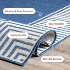 Nuloom Asha Navy/Ivory, Striped Border, Soft and Cozy, High Traffic, Easy Clean - Image 7