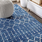 JONATHAN Y Boho Vintage Diamond Blue/White Runner Rug 2X10 ft, Moroccan Hype - Image 4