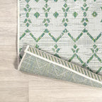 JONATHAN Y Moroccan Geometric Indoor Outdoor Square Area Rug 5X5 Green/Ivory - Image 3