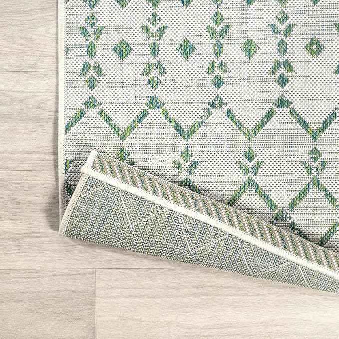 JONATHAN Y Moroccan Geometric Indoor Outdoor Area Rug 3X5 Green/Ivory, Ourika - Image 5