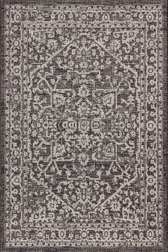 JONATHAN Y Boho Medallion Indoor Outdoor Area Rug 8X10 Black/Gray, Malta - Image 9