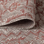 JONATHAN Y Boho Medallion Indoor Outdoor Round Area Rug 6 Ft Red/Taupe - Image 4