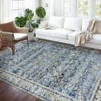 Blue Distressed Carpet Multi Rug Kitchen Living Room Bedroom Dining Room - Image 8