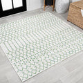 JONATHAN Y Moroccan Geometric Indoor Outdoor Square Area Rug 5X5 Green/Ivory by JONATHANY