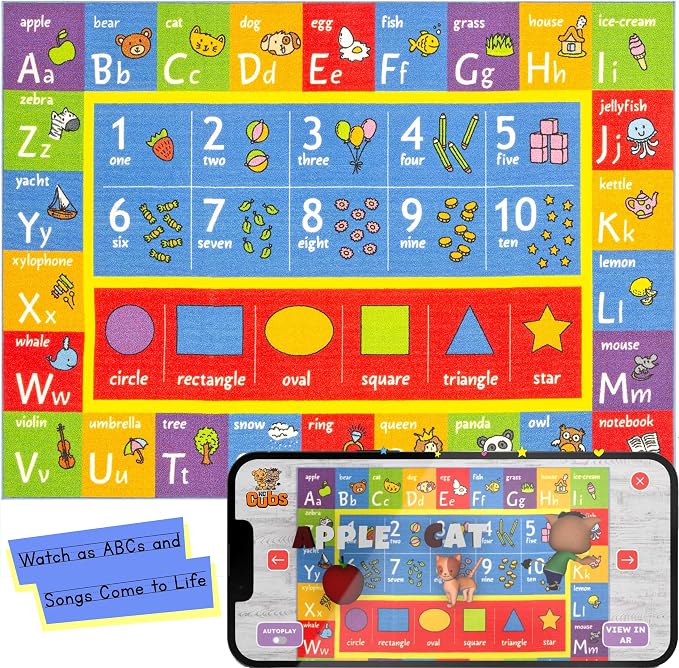 KC Cubs 5x7 ABC Alphabet, Numbers & Shapes Rug – Educational Non-Slip Play Mat - Image 4