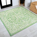 JONATHAN Y Boho Medallion Indoor Outdoor Square Area Rug 5X5 Cream/Green by JONATHANY