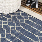 JONATHAN Y Moroccan Geometric Indoor Outdoor Round Area Rug 3 Ft Navy/Beige - Image 6