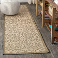 JONATHAN Y Vintage Filigree Indoor Outdoor Runner Rug 2X8 Beige/Brown, Madrid by JONATHANY