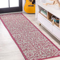 JONATHAN Y Vintage Filigree Indoor Outdoor Runner Rug 2X10 Light Gray/Fuchsia by JONATHANY