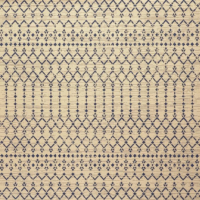 JONATHAN Y Moroccan Geometric Indoor Outdoor Square Area Rug 4X4 Beige/Navy - Image 8