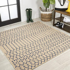 JONATHAN Y Moroccan Geometric Indoor Outdoor Square Area Rug 4X4 Beige/Navy by JONATHANY