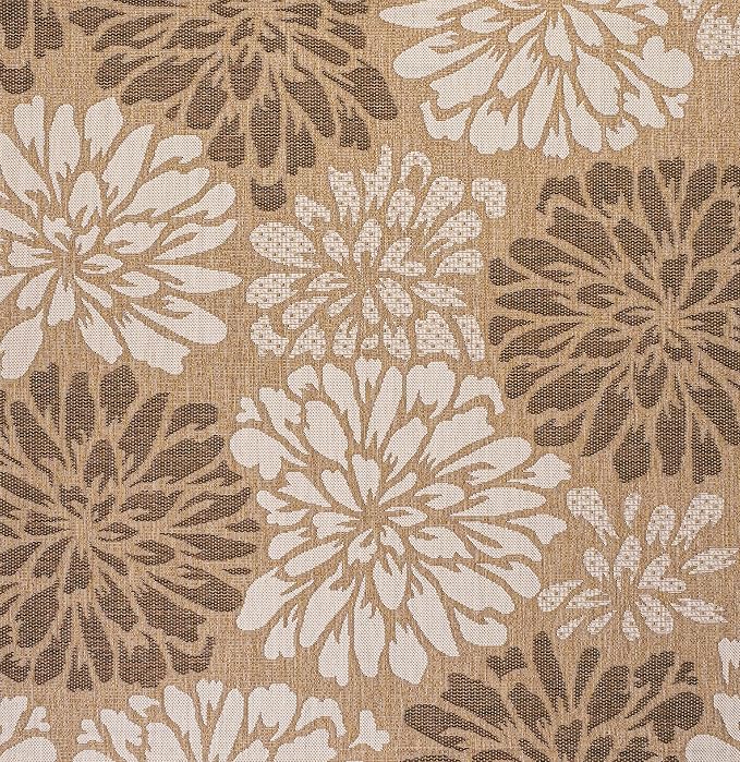 JONATHAN Y Floral Textured Weave Indoor Outdoor Square Area Rug 4X4 Brown/Cream - Image 8
