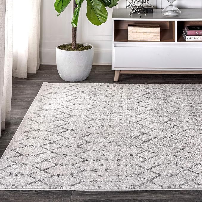 JONATHAN Y Boho Vintage Diamond Cream/Gray Indoor Area Rug 9X12 ft, Moroccan - Image 3