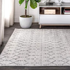 JONATHAN Y Boho Vintage Diamond Cream/Gray Indoor Area Rug 5X8 ft, Moroccan Hype - Image 3
