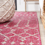 JONATHAN Y Moroccan Geometric Indoor Outdoor Runner Rug 2X8 Fuchsia/Light Gray - Image 6