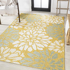 JONATHAN Y Floral Textured Weave Indoor Outdoor Area Rug 3X5 Yellow/Cream - Image 3