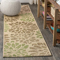 JONATHAN Y Floral Textured Weave Indoor Outdoor Runner Rug 2X10 Sage/Brown by JONATHANY