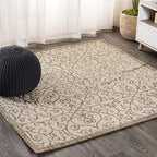 JONATHAN Y Vintage Filigree Indoor Outdoor Square Area Rug 8X8 Beige/Brown by JONATHANY