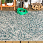 JONATHAN Y Boho Medallion Indoor Outdoor Area Rug 4X6 Teal/Gray, Estrella - Image 10