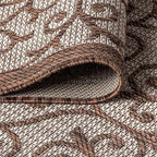 JONATHAN Y Vintage Filigree Indoor Outdoor Round Area Rug 8 Ft Taupe/Espresso - Image 4