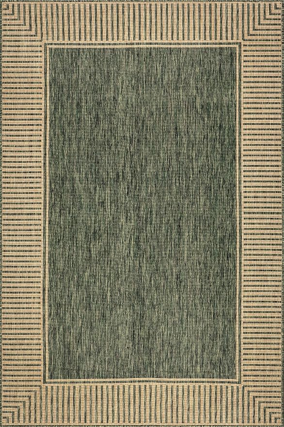 Nuloom Asha Green/Brown, Striped Border, Soft and Cozy, High Traffic, Easy Clean - Image 3