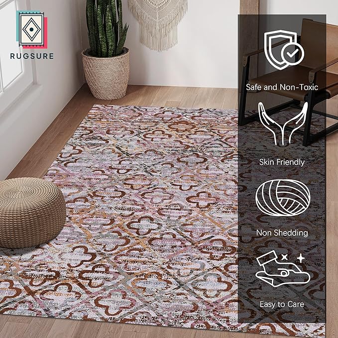 RUGSURE Washable Area Rugs, Pet & Child Friendly, Vibrant Colors Rugs - Image 2