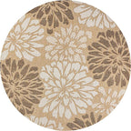 JONATHAN Y Floral Textured Weave Indoor Outdoor Round Area Rug 4 Ft Brown/Cream - Image 8