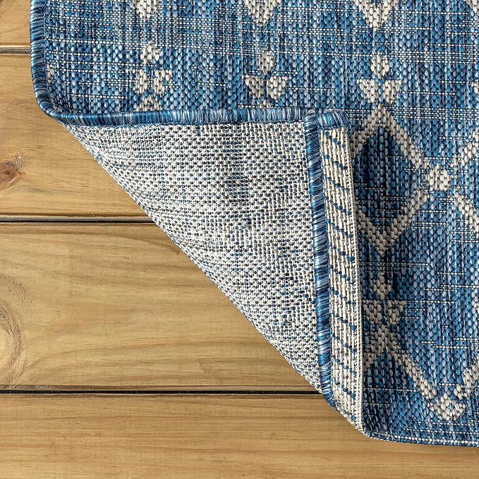 JONATHAN Y Moroccan Geometric Indoor Outdoor Square Area Rug 3X3 Navy/Light Gray - Image 6