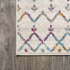 JONATHAN Y Boho Vintage Diamond Ivory/Multi Round Area Rug 5 ft, Moroccan Hype - Image 5