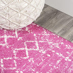 JONATHAN Y Boho Vintage Diamond Fuchsia/Ivory Runner Rug 2X8 ft, Moroccan Hype - Image 3