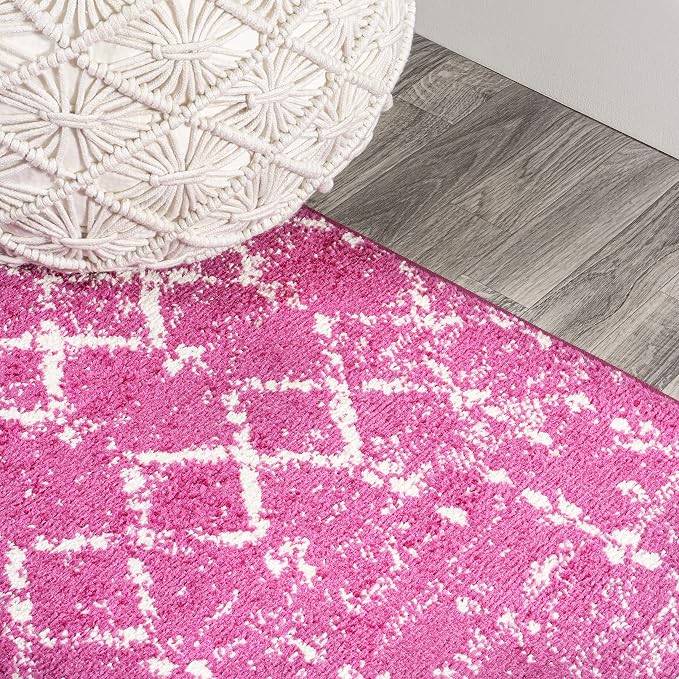 JONATHAN Y Boho Vintage Diamond Fuchsia/Ivory Runner Rug 2X8 ft, Moroccan Hype - Image 3