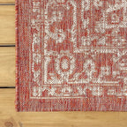 JONATHAN Y Boho Medallion Indoor Outdoor Square Area Rug 4X4 Red/Taupe - Image 6