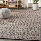 JONATHAN Y Moroccan Geometric Indoor Outdoor Area Rug 8X10 Natural/Black - Image 3