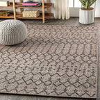 JONATHAN Y Moroccan Geometric Indoor Outdoor Area Rug 5X8 Natural/Black - Image 4