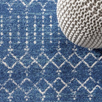 JONATHAN Y Boho Vintage Diamond Blue/White Runner Rug 2X10 ft, Moroccan Hype - Image 3