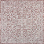 JONATHAN Y Boho Medallion Indoor Outdoor Square Area Rug 3X3 Red/Taupe - Image 8
