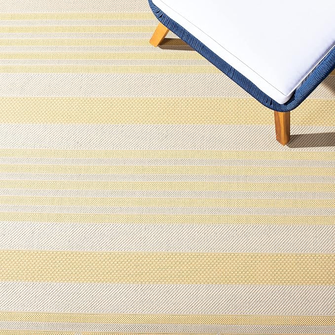 SAFAVIEH Courtyard Collection 6'7" x 9'6" Gold/Beige CY6062 Stripe Indoor/ - Image 6