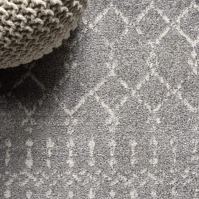 JONATHAN Y Boho Vintage Diamond Gray/Ivory Round Area Rug 4 ft, Moroccan Hype - Image 3