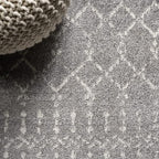 JONATHAN Y Boho Vintage Diamond Gray/Ivory Round Area Rug 4 ft, Moroccan Hype - Image 3