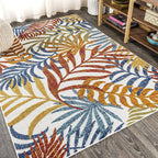 JONATHAN Y Tropics Palm Leaves Indoor Outdoor Area Rug 8X10 Cream/Orange - Image 5