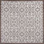 JONATHAN Y Vintage Filigree Indoor Outdoor Square Area Rug 9X9 Taupe/Espresso - Image 9