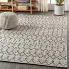 JONATHAN Y Moroccan Geometric Indoor Outdoor Area Rug 5X8 Light Gray/Black - Image 3