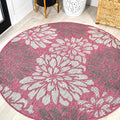 JONATHAN Y Floral Textured Weave Indoor Outdoor Round Area Rug 5 Ft by JONATHANY
