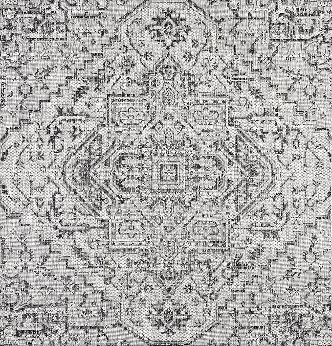 JONATHAN Y Boho Medallion Indoor Outdoor Square Area Rug 9X9 Black/Gray - Image 8