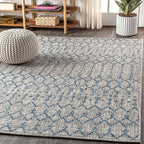 JONATHAN Y Moroccan Geometric Indoor Outdoor Area Rug 4X6 Light Gray/Navy - Image 3
