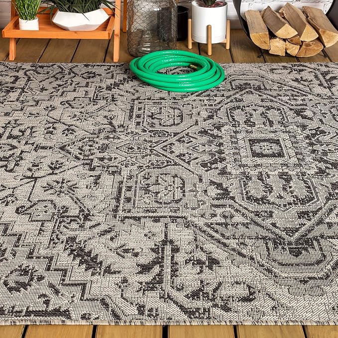 JONATHAN Y Boho Medallion Indoor Outdoor Area Rug 3X5 Black/Gray, Estrella - Image 10