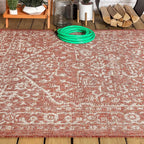 JONATHAN Y Boho Medallion Indoor Outdoor Area Rug 5X8 Red/Taupe, Malta Textured - Image 6